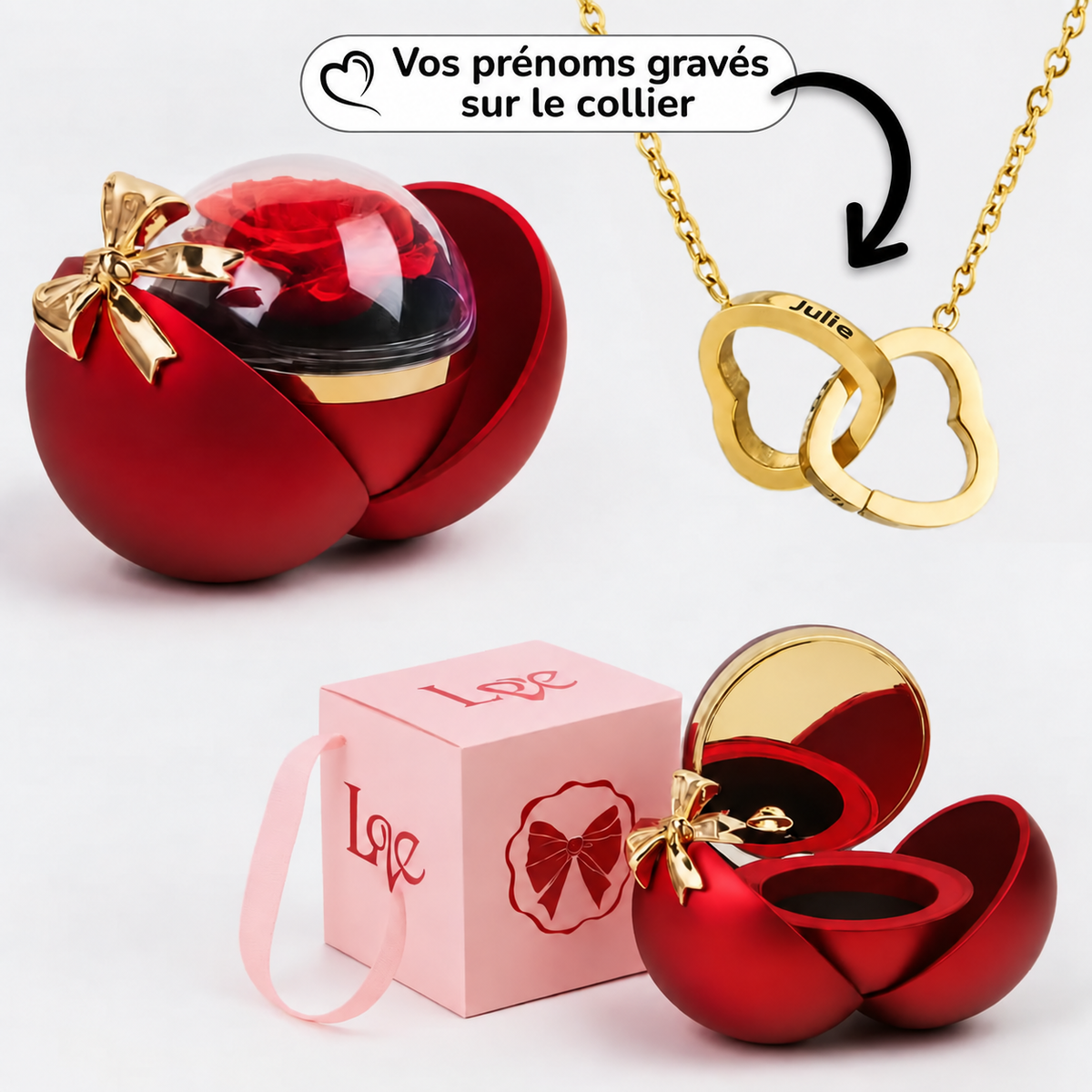 Collier double cœur