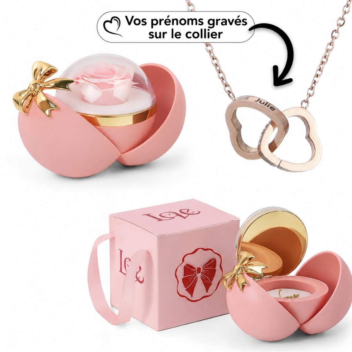 Collier double cœur
