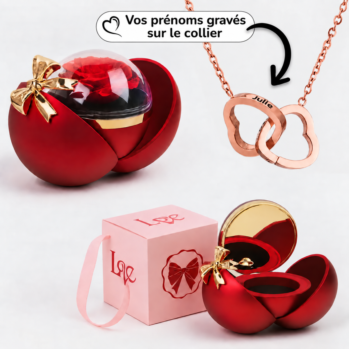 Collier double cœur