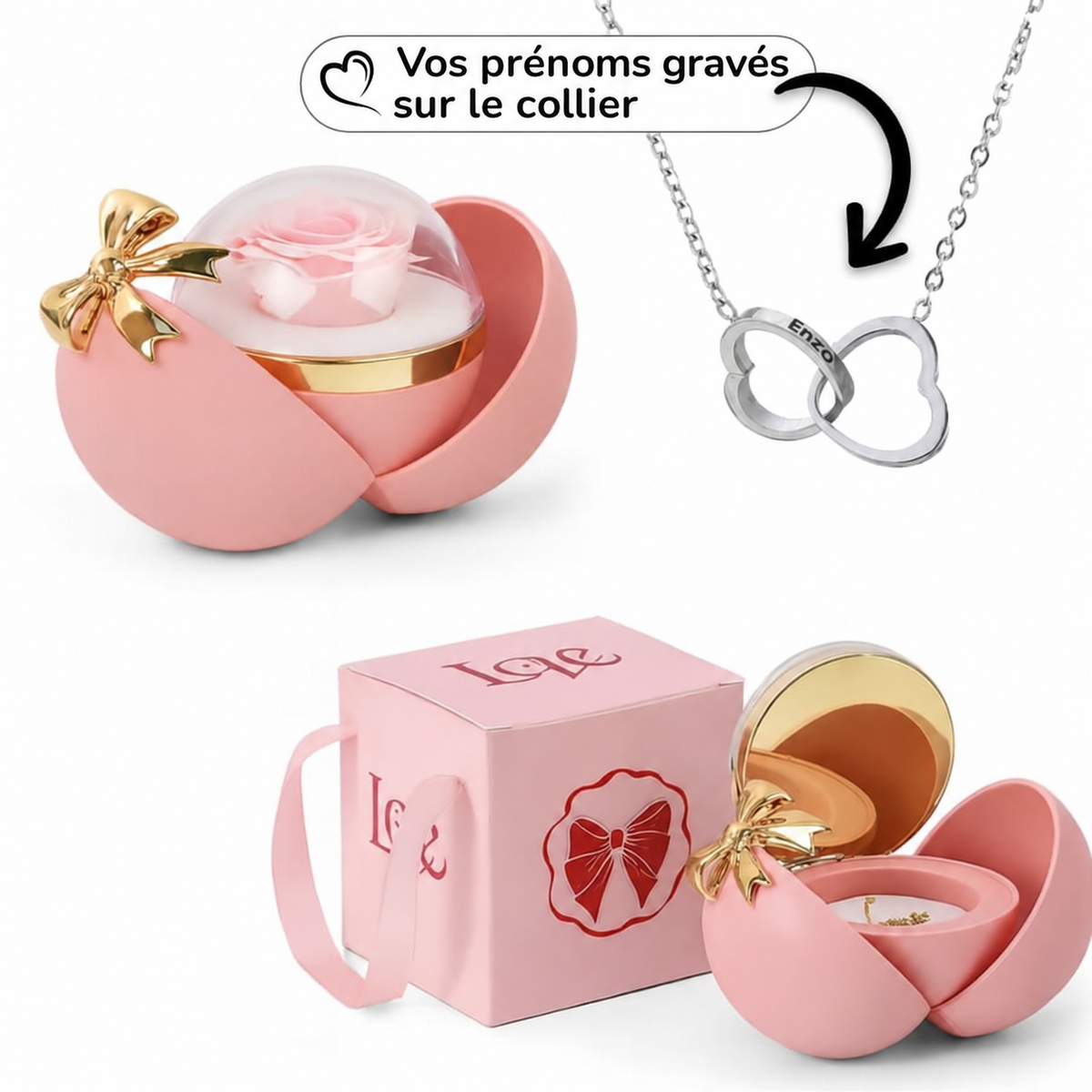 Collier double cœur
