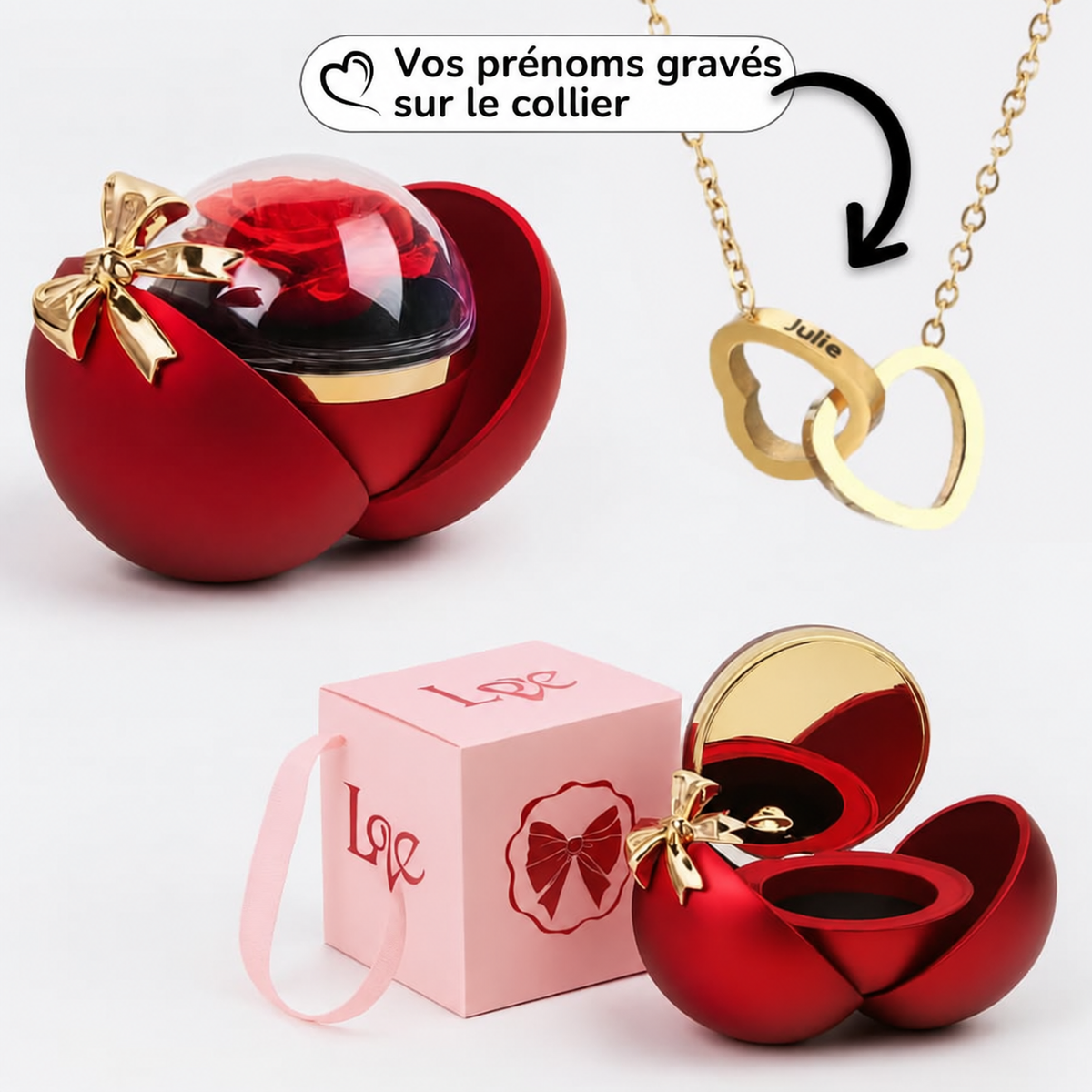 Collier double cœur