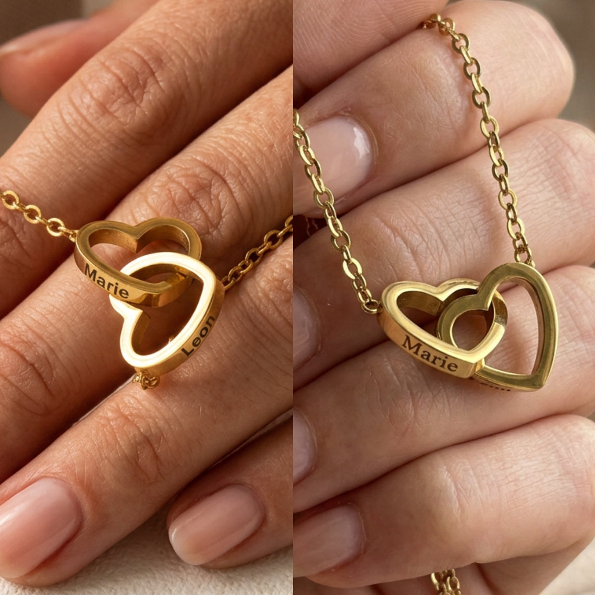Collier double cœur