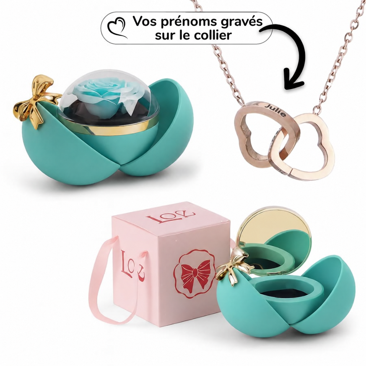 Collier double cœur