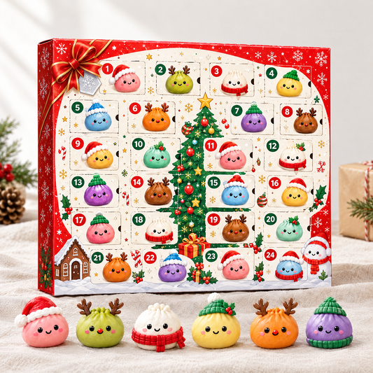 Calendrier de l'Avent squishy à 24 cases avec ses petits squishies raviolis kawaii