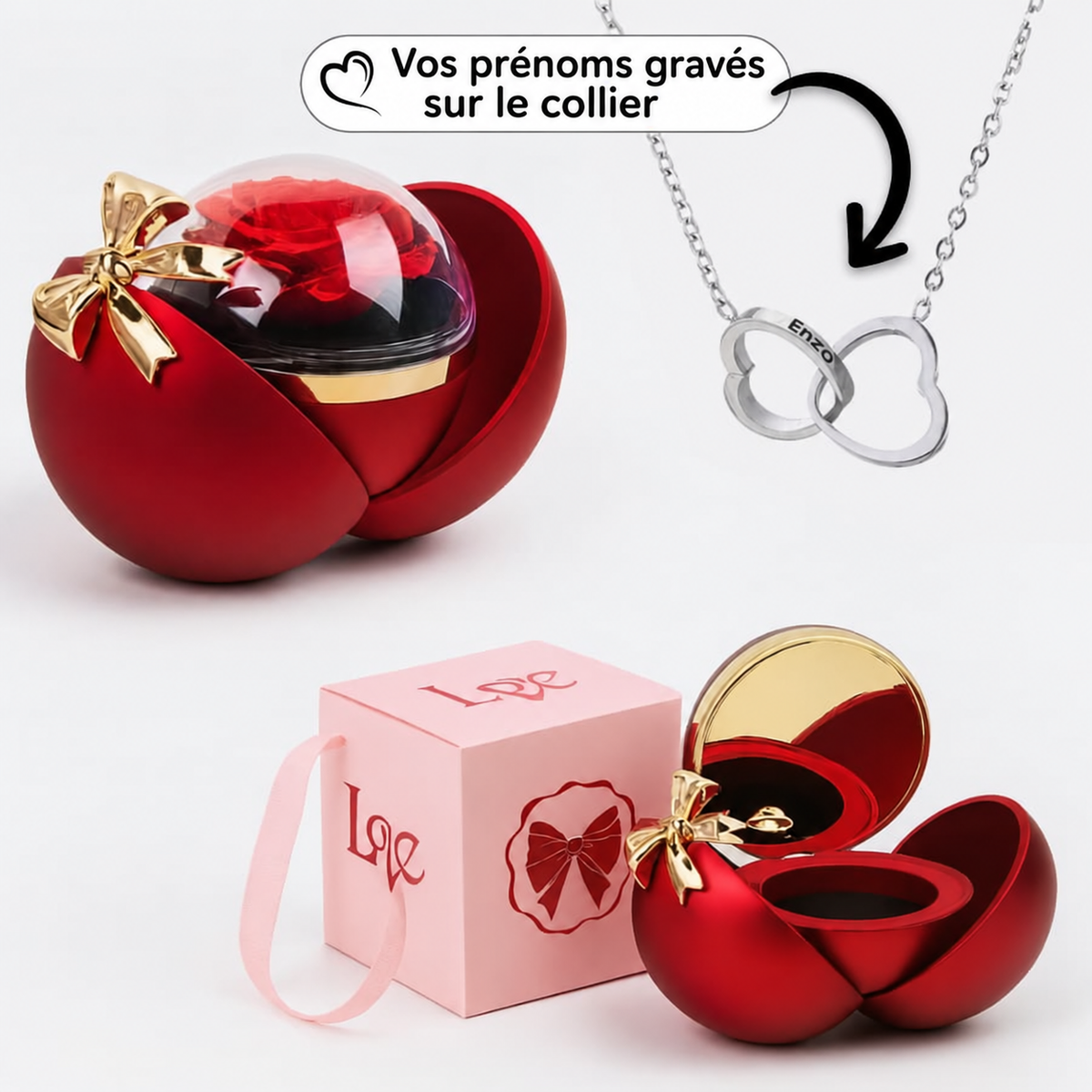Collier double cœur