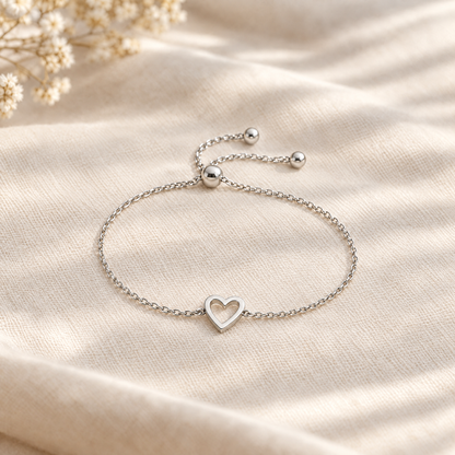 Bracelet cœur ajouré argenté vendu seul